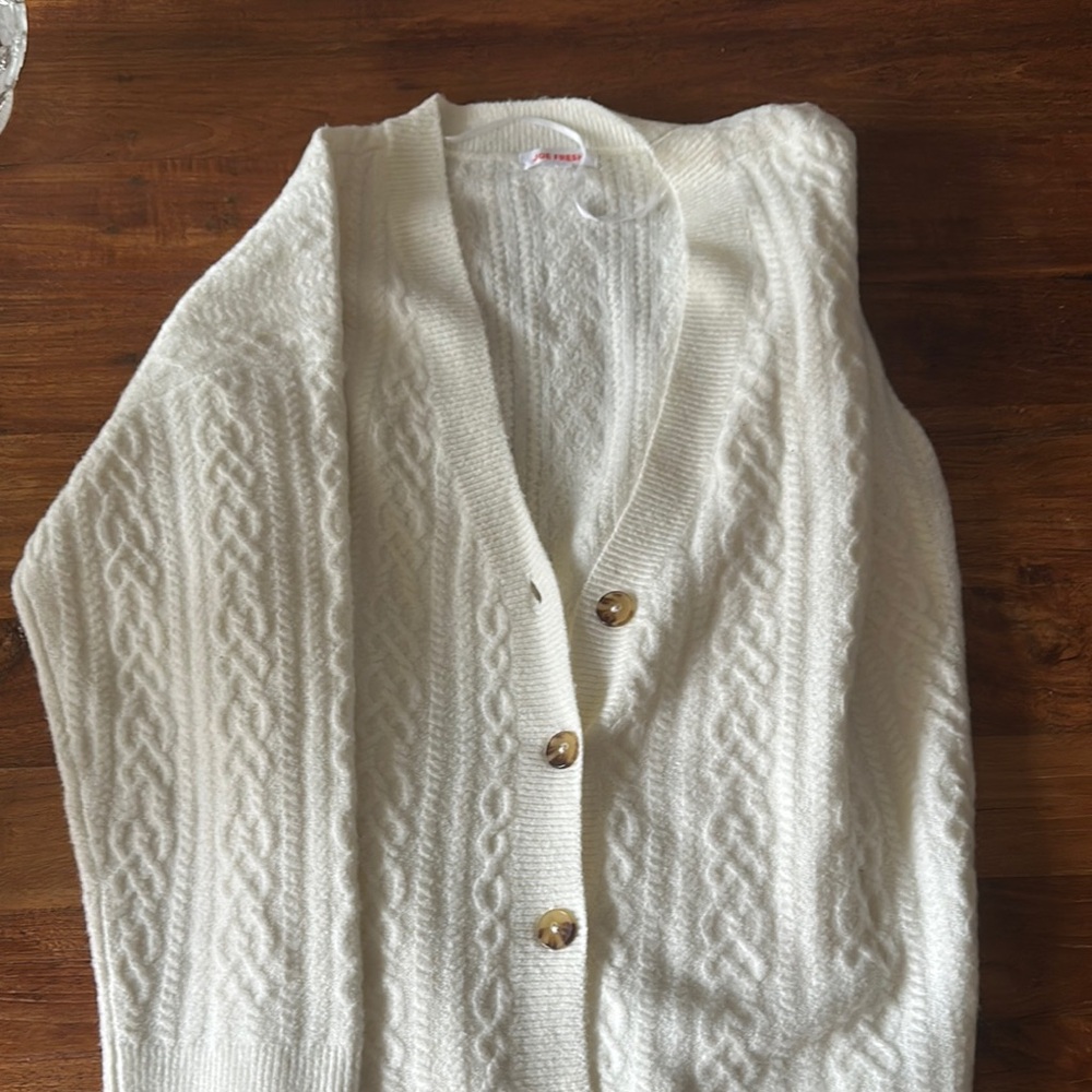 Joe Fresh White Cable Knit Cardigan